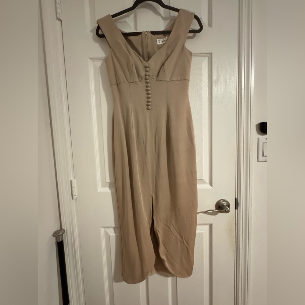 Vintage Geary Roark KAMISATO NUDE BEIGE Sleeveless Dress USA Made Size 4
